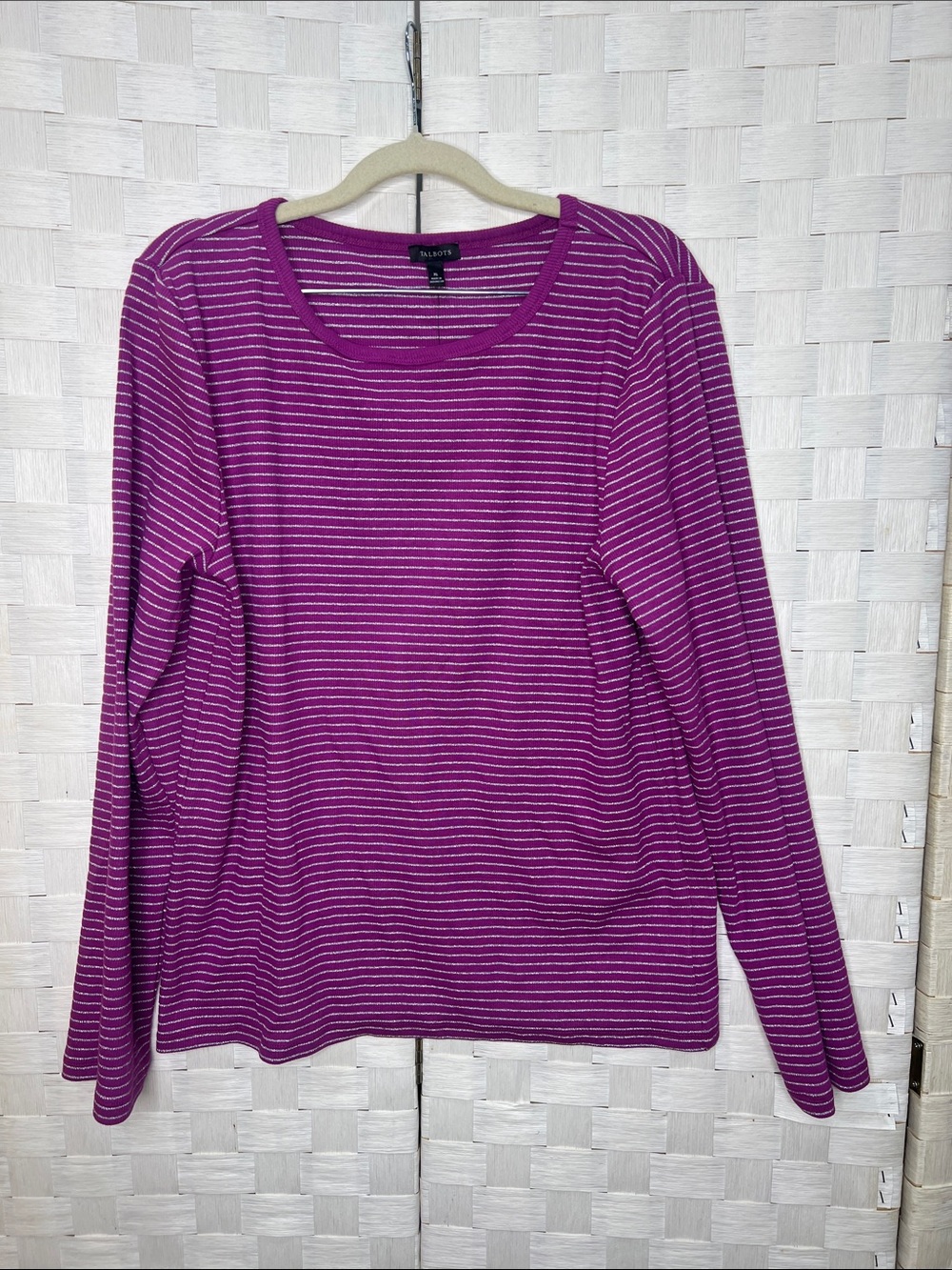 croft & barrow Purple and White Striped Long Sleeve Top